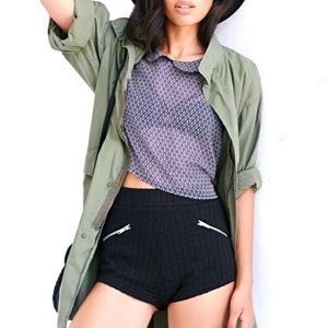 UO Sparkle + Fade Black High Waist Booty Shorts